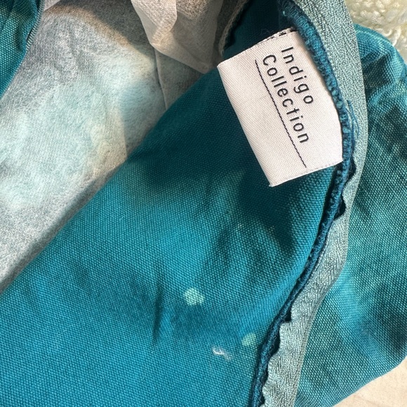 Boho Blue Patterned Pom Pom Pillow case - Picture 5 of 6